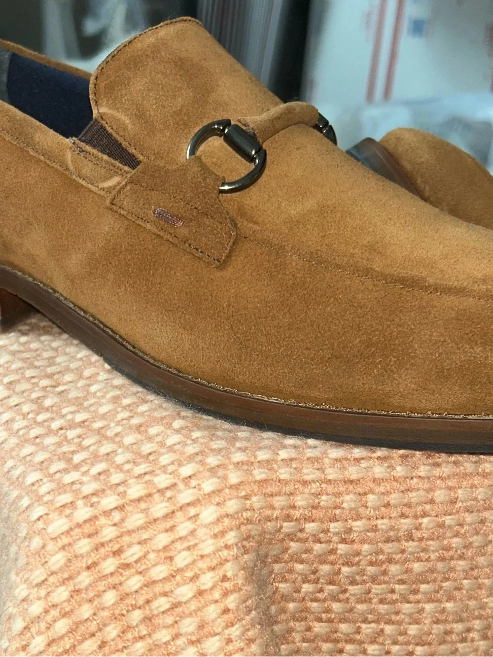 Johnston & Murphy Men's Landry Bit Round Toe Dress Shoes Sz 9.5 in Snuff Suede